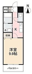 ASレジデンス錦町 1Kの間取図画像