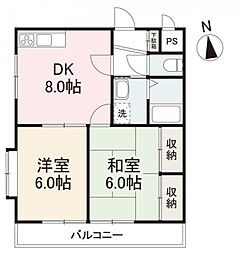 ジーネスプレイス 2DKの間取図画像