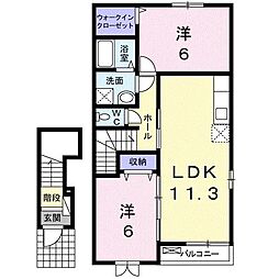 プリムローズ・ノユル1 2LDKの間取図画像