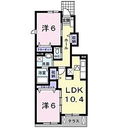 リバーヒルA 2LDKの間取図画像