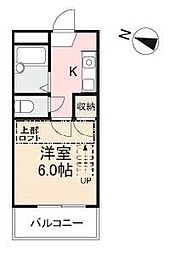福岡レジデンスC 1Kの間取図画像