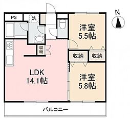 コンフォルテ伏石 2LDKの間取図画像