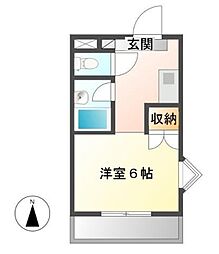 アーベイン三木パート2 1Kの間取図画像
