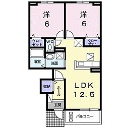 クラール木太G 2LDKの間取図画像