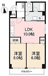 ライス・ワン 2LDKの間取図画像
