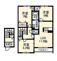 グランマスト木太町2 3LDKの間取図画像