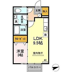 リビングタウン伏石A 1LDKの間取図画像