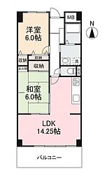 レジデンス松島 2LDKの間取図画像