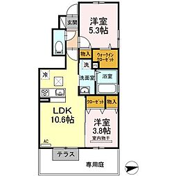 パイングローブ井戸 2LDKの間取図画像
