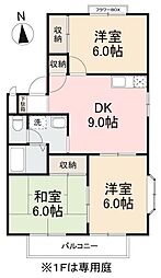 フォブール小林 3DKの間取図画像