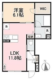高松市伏石町アパート 1LDKの間取図画像