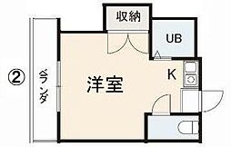 コート紙町10 ワンルームの間取図画像