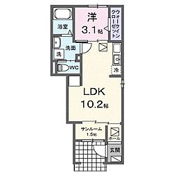 サンフラワー太田駅サイドE 1LDKの間取図画像