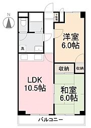 グローバル高松 2LDKの間取図画像