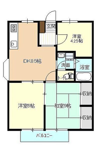 KR　apartment 201｜香川県高松市松縄町(賃貸アパート3DK・2階・52.17㎡)の写真 その2