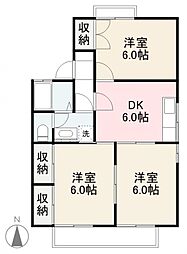 エステート松原Ｃ・Ｄ棟 1階3DKの間取り