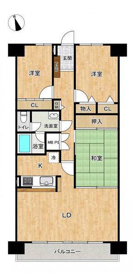 南面バルコニー!全居室収納完備!和室も洋室もある使い勝手の良い間取りです♪