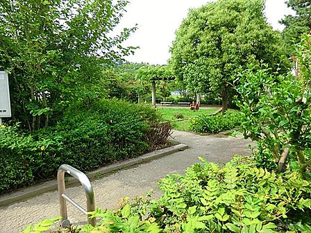 辻堂駅から徒歩圏内の住宅街にある公園です。敷地内は広場や砂場などのエリアに分かれており、木製遊具やブランコを設置。春の藤棚や梅雨の紫陽花など、四季の自然も魅力です。