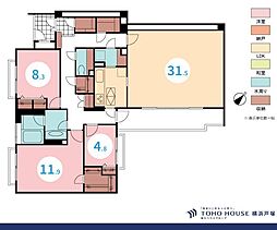 コスモミロス逗子M棟 3LDKの間取図画像