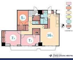 伊勢佐木町レインボーマンション 2SLDKの間取図画像