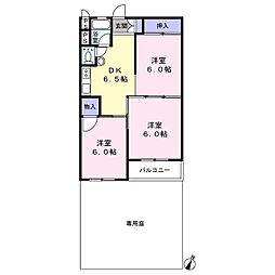 谷津遊園第2コーポラス 3DKの間取図画像