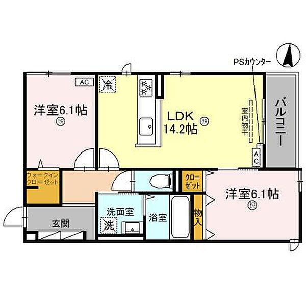 D-residence茨木水尾 ｜大阪府茨木市水尾1丁目(賃貸アパート2LDK・2階・62.43㎡)の写真 その2