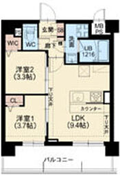 阪急京都本線 南茨木駅 徒歩7分の賃貸マンション 2階2LDKの間取り