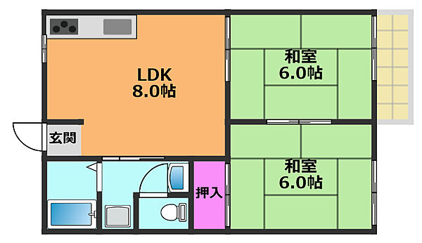 宮之川原サンハイツ ｜大阪府高槻市宮之川原5丁目(賃貸アパート2LDK・2階・45.00㎡)の写真 その2