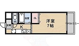 阪急京都本線 西京極駅 徒歩14分の賃貸マンション 3階1Kの間取り