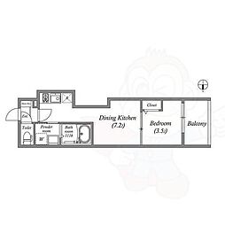 京福電気鉄道嵐山本線 太秦広隆寺駅 徒歩5分の賃貸アパート 1階1DKの間取り
