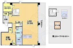 京都地下鉄東西線 太秦天神川駅 徒歩5分の賃貸マンション 5階1LDKの間取り