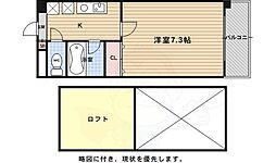 メイプル等持院 3階1Kの間取り