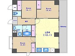 京都市営烏丸線 京都駅 徒歩5分の賃貸マンション 3階3LDKの間取り