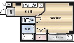 JR東海道・山陽本線 京都駅 バス4分 七条堀川下車 徒歩3分の賃貸マンション 3階ワンルームの間取り