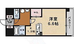 京都市営烏丸線 五条駅 徒歩3分の賃貸マンション 3階1Kの間取り