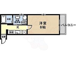 阪急京都本線 西院駅 バス6分 南広町下車 徒歩1分の賃貸マンション 4階1Kの間取り