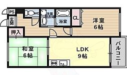 阪急京都本線 桂駅 徒歩10分の賃貸マンション 1階2LDKの間取り