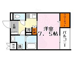 ビエノス京都紫竹 1Kの間取図画像