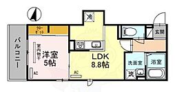 JR山陰本線 嵯峨嵐山駅 徒歩5分の賃貸アパート 3階1LDKの間取り