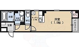 京都市営烏丸線 五条駅 徒歩2分の賃貸マンション 3階ワンルームの間取り