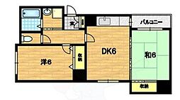 京都市営烏丸線 五条駅 徒歩5分の賃貸マンション 9階2DKの間取り