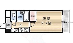 阪急京都本線 西京極駅 徒歩3分の賃貸マンション 4階1Kの間取り