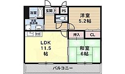 阪急京都本線 西向日駅 バス13分 菱川町下車 徒歩5分の賃貸マンション 2階2LDKの間取り