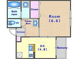 (仮称)太秦辻ヶ本マンション 3階1DKの間取り