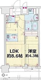 京都市営烏丸線 九条駅 徒歩5分の賃貸マンション 6階1LDKの間取り