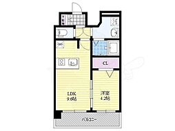 京都市営烏丸線 十条駅 徒歩5分の賃貸マンション 6階1LDKの間取り