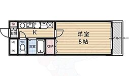 阪急京都本線 西京極駅 徒歩10分の賃貸マンション 2階1Kの間取り