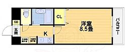 阪急京都本線 西京極駅 徒歩3分の賃貸マンション 2階1Kの間取り