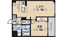 カスタリア壬生 1LDKの間取図画像