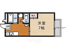 レーヴ衣笠 1DKの間取図画像